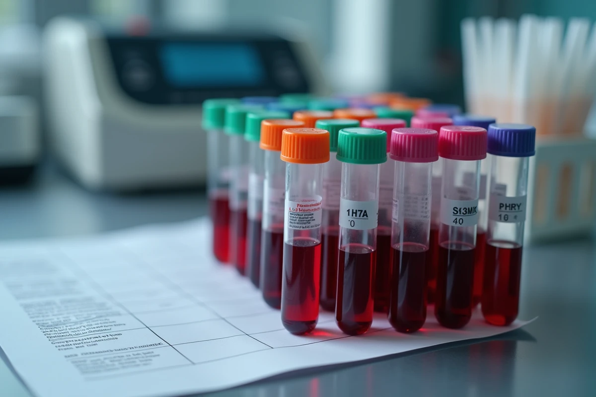 Tubes d'analyse de sang en laboratoire pour détecter les causes de la fatigue